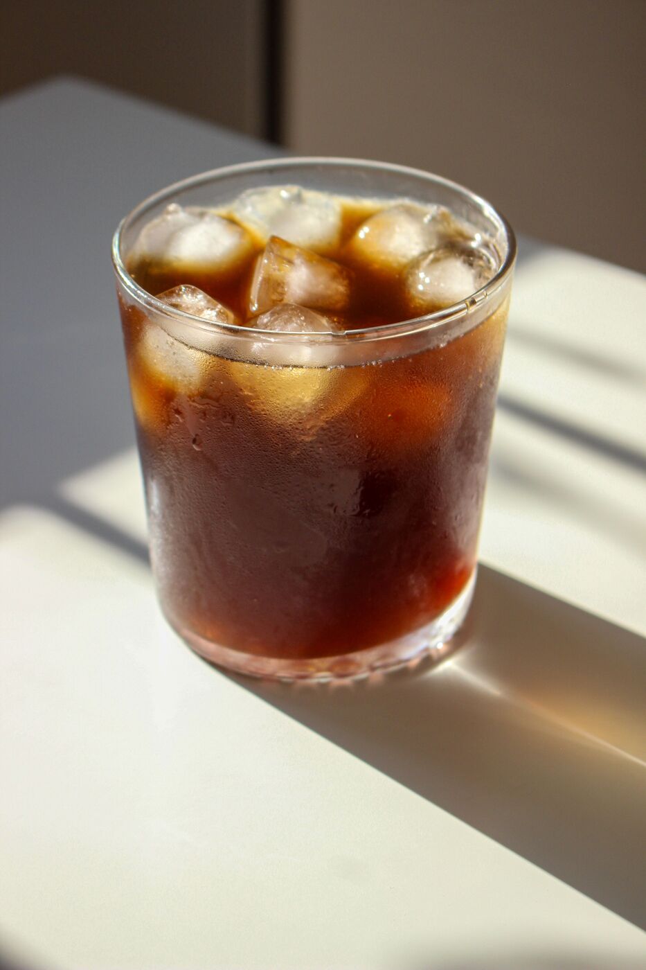 A glass of cold brew over ice