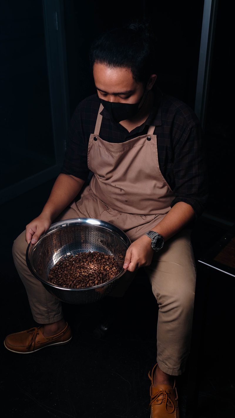 Freshly roasted coffee beans
